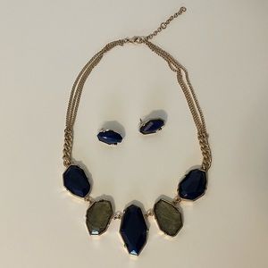 Navy and grey necklace + earrings